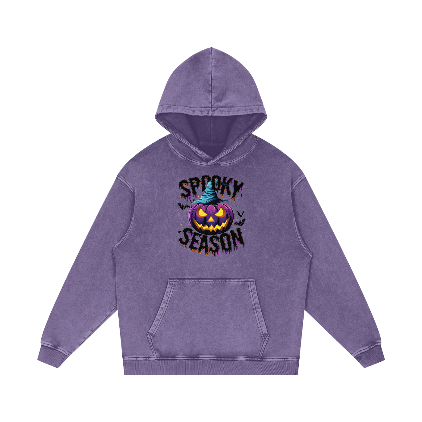 Spooky Season Snow Washed Loose Cotton Hoodie