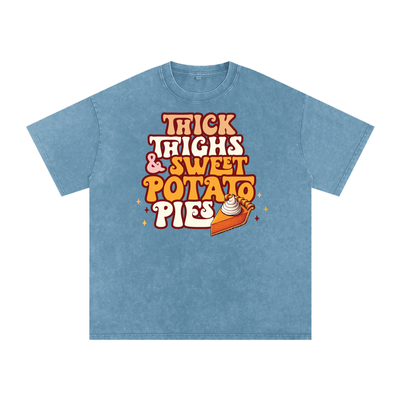 Thick Thighs & Sweet Potato Pies Snow Washed Oversized Cotton T-Shirt