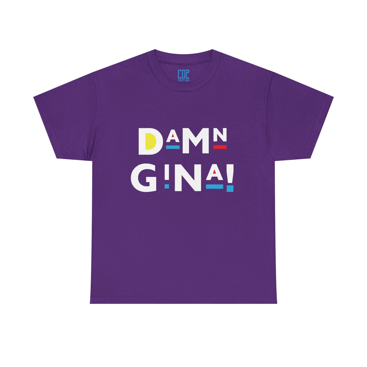 Damn Gina! White Colorful Graphic Tee for Casual Vibes, Unisex Cotton T-Shirt, Streetwear, Gift for Friends, Everyday Wear, Summer Wardrobe