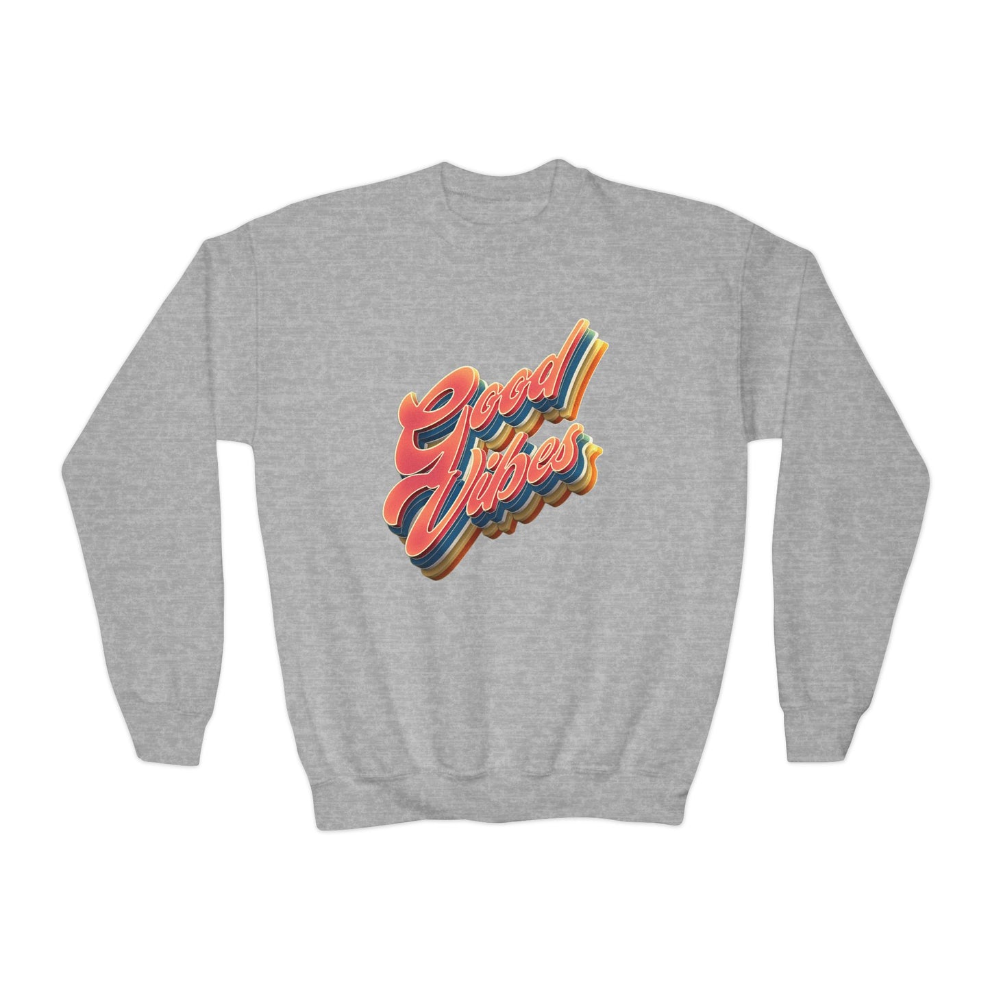 Good Vibes, Youth Crewneck Sweatshirt, Cozy Fashion, Youth Apparel, Gift for Teens, Positive Message, Everyday Wear