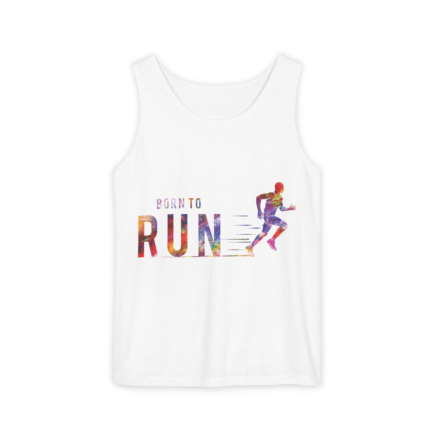 Born to Run Unisex Garment-Dyed Tank Top, Fitness Apparel, Running Gift, Athletic Wear, Casual Summer Top, Workout Clothing
