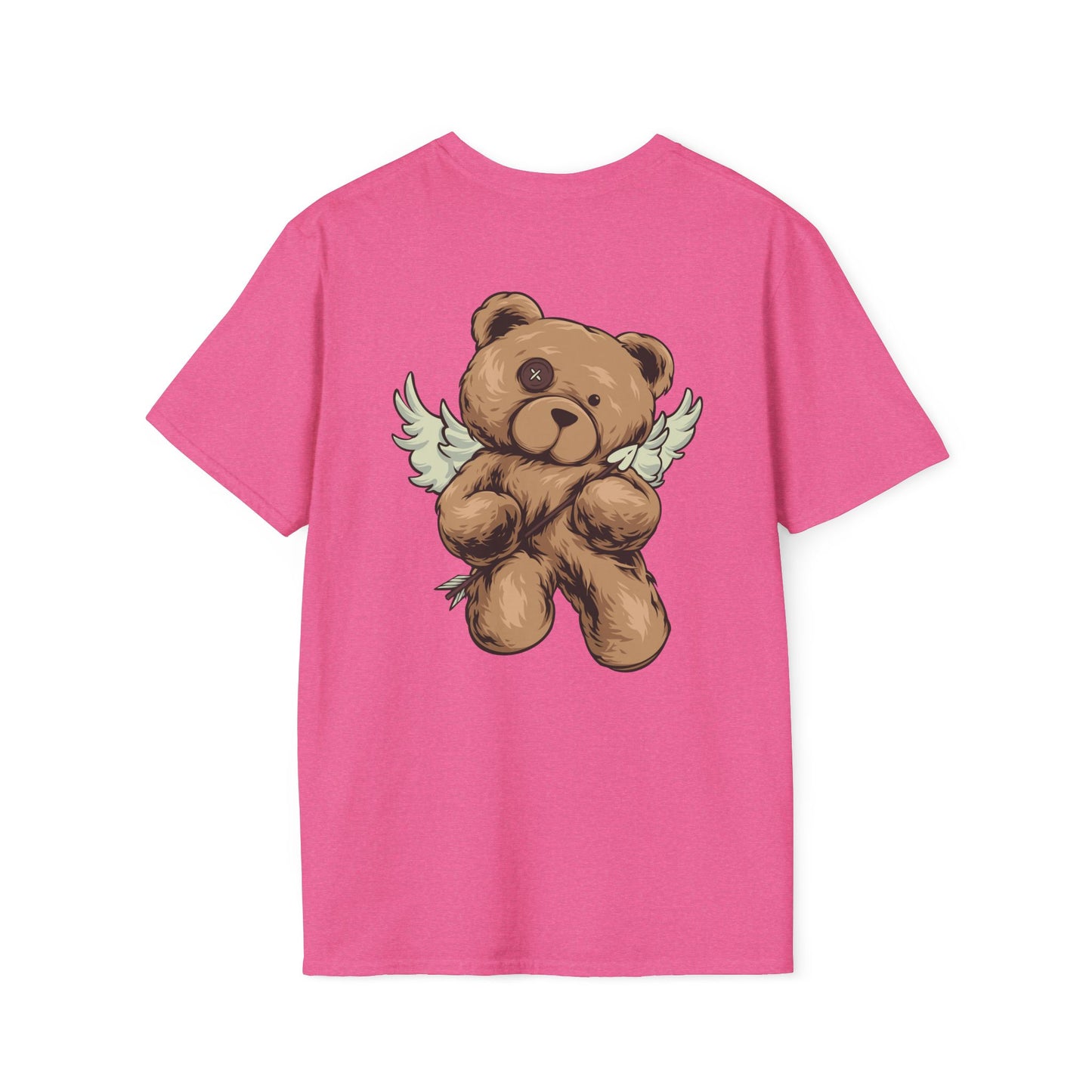 Angel Wings Bear Unisex Softstyle T-Shirt, Cute Cartoon Tee, Gift for Kids & Adults, Casual Wear, Birthday Gift, Unique Design