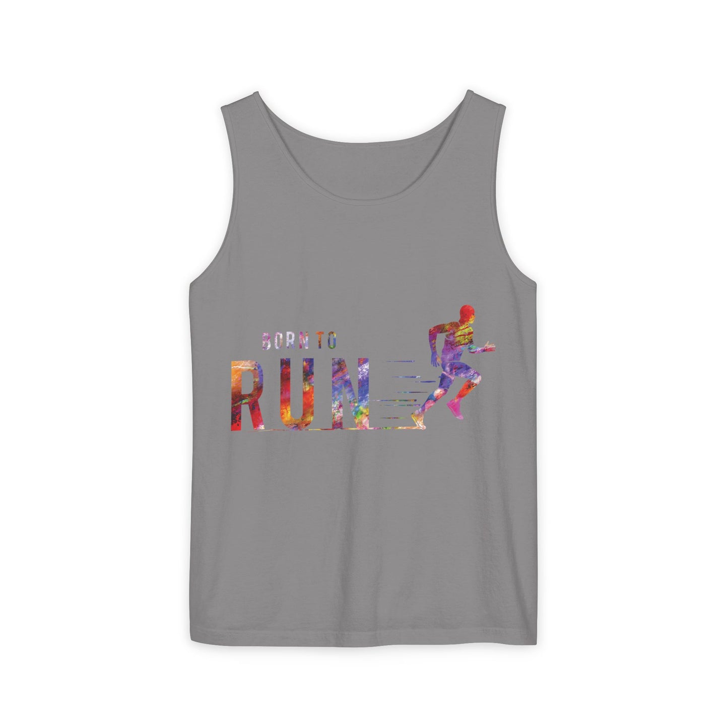 Born to Run Unisex Garment-Dyed Tank Top, Fitness Apparel, Running Gift, Athletic Wear, Casual Summer Top, Workout Clothing