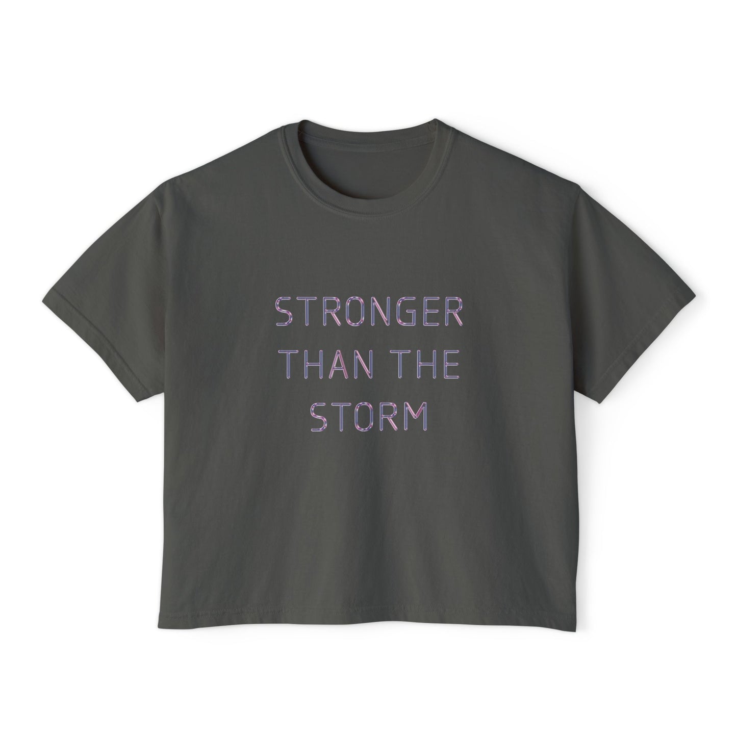 Stronger Than The Storm Boxy Tee, Empowerment Shirt, Casual Wear, Gift for Her, Positive Affirmation Top, Everyday Comfort