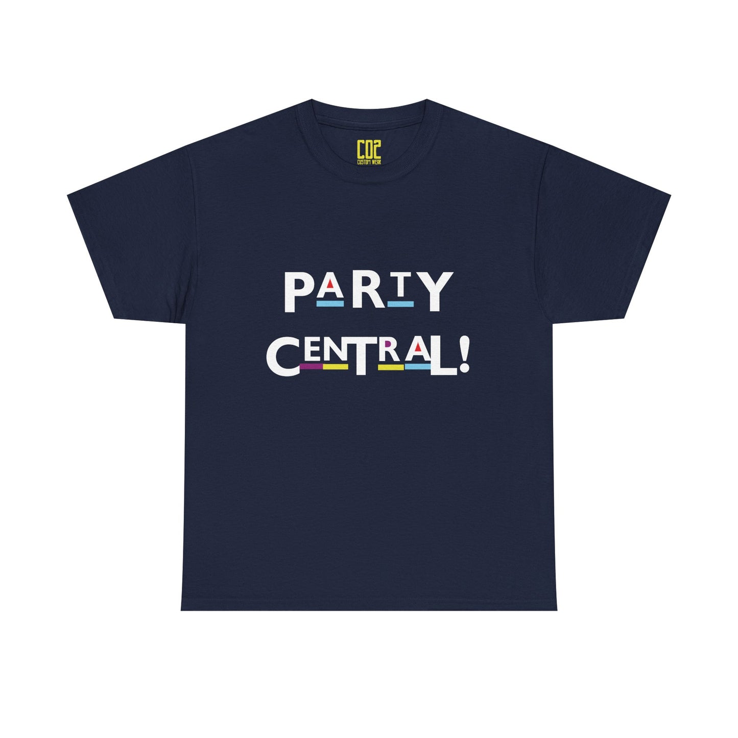 Party Central Unisex Heavy Cotton Tee | Fun Graphic T-Shirt for Celebrations, Birthdays, Gatherings, Event Wear, Casual Outfit