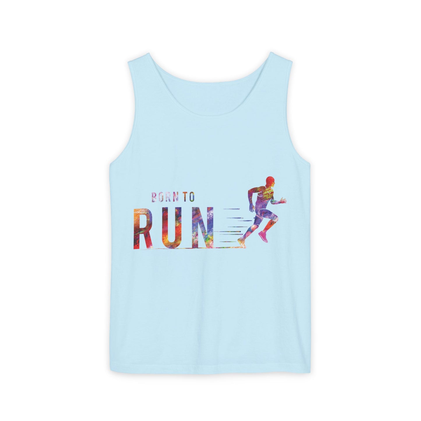 Born to Run Unisex Garment-Dyed Tank Top, Fitness Apparel, Running Gift, Athletic Wear, Casual Summer Top, Workout Clothing
