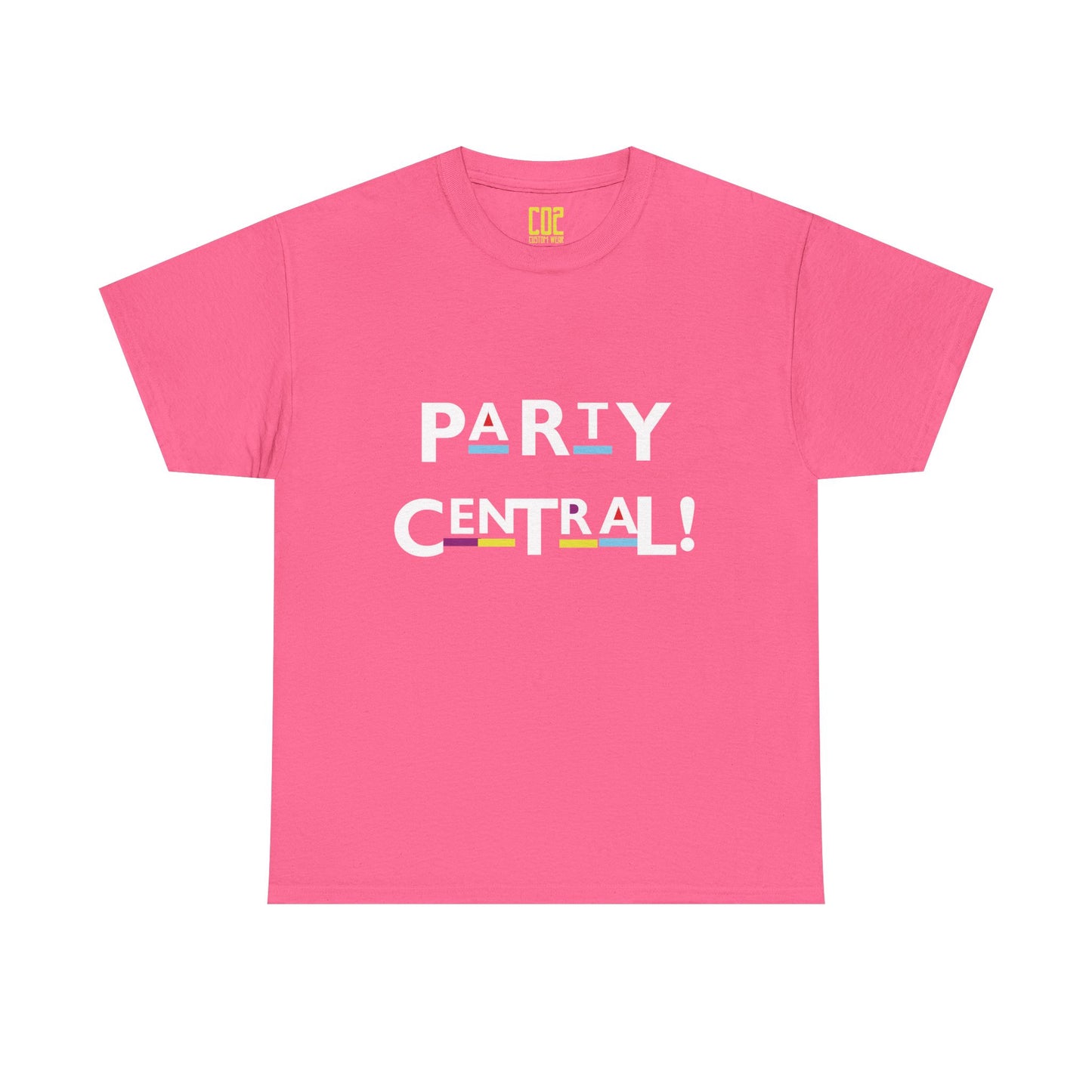 Party Central Unisex Heavy Cotton Tee | Fun Graphic T-Shirt for Celebrations, Birthdays, Gatherings, Event Wear, Casual Outfit