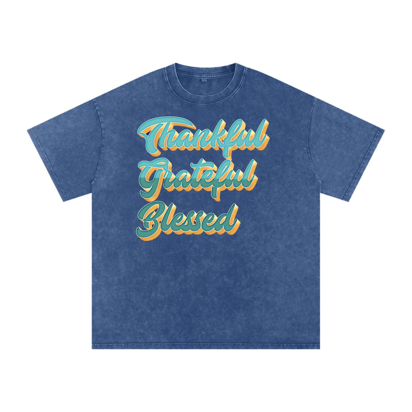 Thankful Grateful Blessed Snow Washed Oversized Cotton T-Shirt
