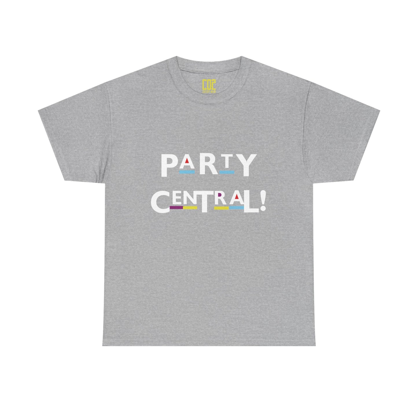 Party Central Unisex Heavy Cotton Tee | Fun Graphic T-Shirt for Celebrations, Birthdays, Gatherings, Event Wear, Casual Outfit