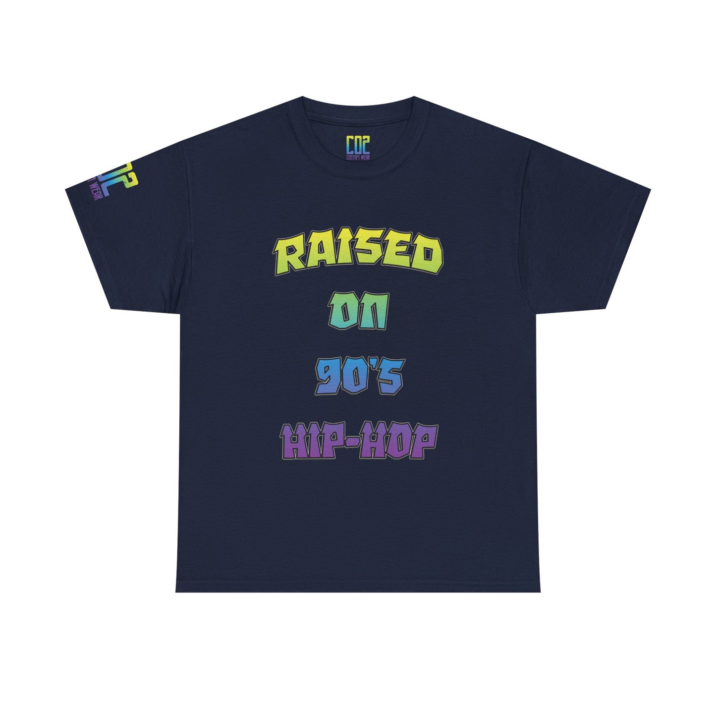Raised On 90's Hip-Hop Unisex Heavy Cotton Tee, Retro Style Shirt, Casual Wear, Gifts for Music Lovers, 90s Nostalgia Apparel