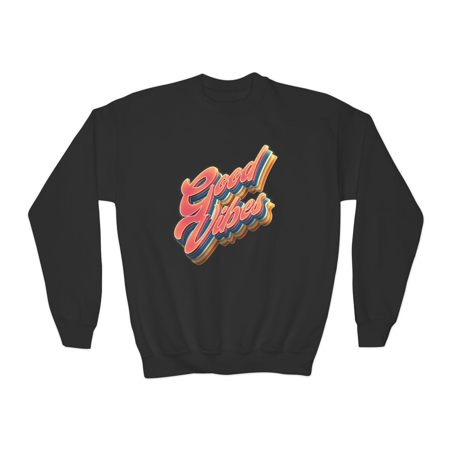 Good Vibes, Youth Crewneck Sweatshirt, Cozy Fashion, Youth Apparel, Gift for Teens, Positive Message, Everyday Wear
