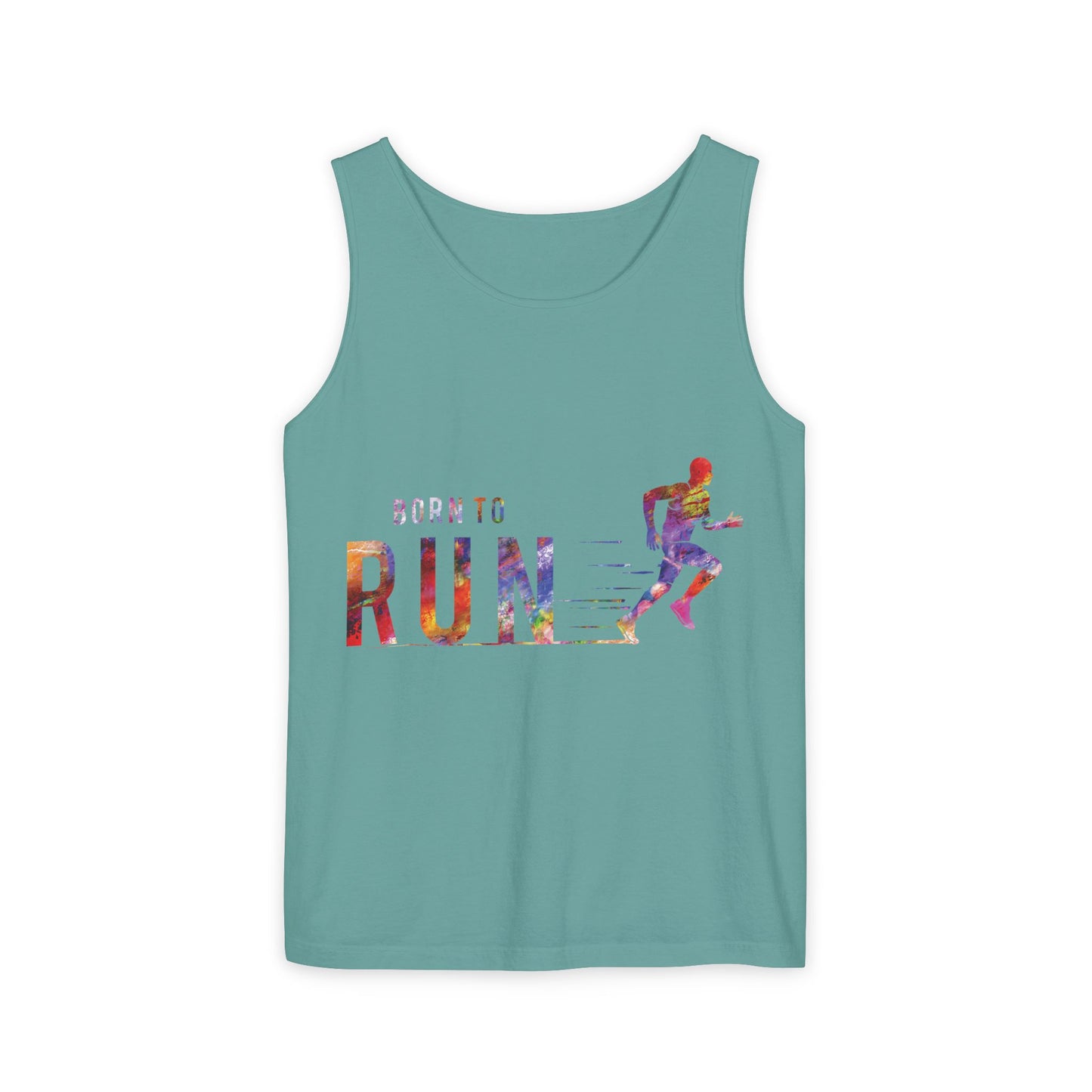 Born to Run Unisex Garment-Dyed Tank Top, Fitness Apparel, Running Gift, Athletic Wear, Casual Summer Top, Workout Clothing