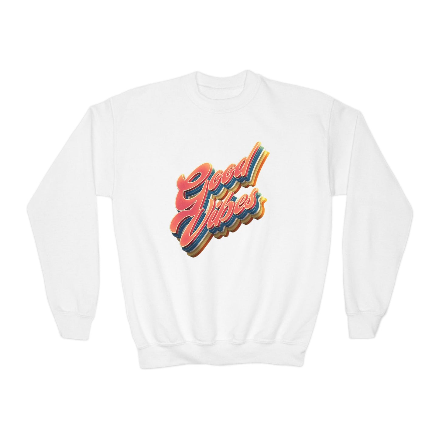 Good Vibes, Youth Crewneck Sweatshirt, Cozy Fashion, Youth Apparel, Gift for Teens, Positive Message, Everyday Wear