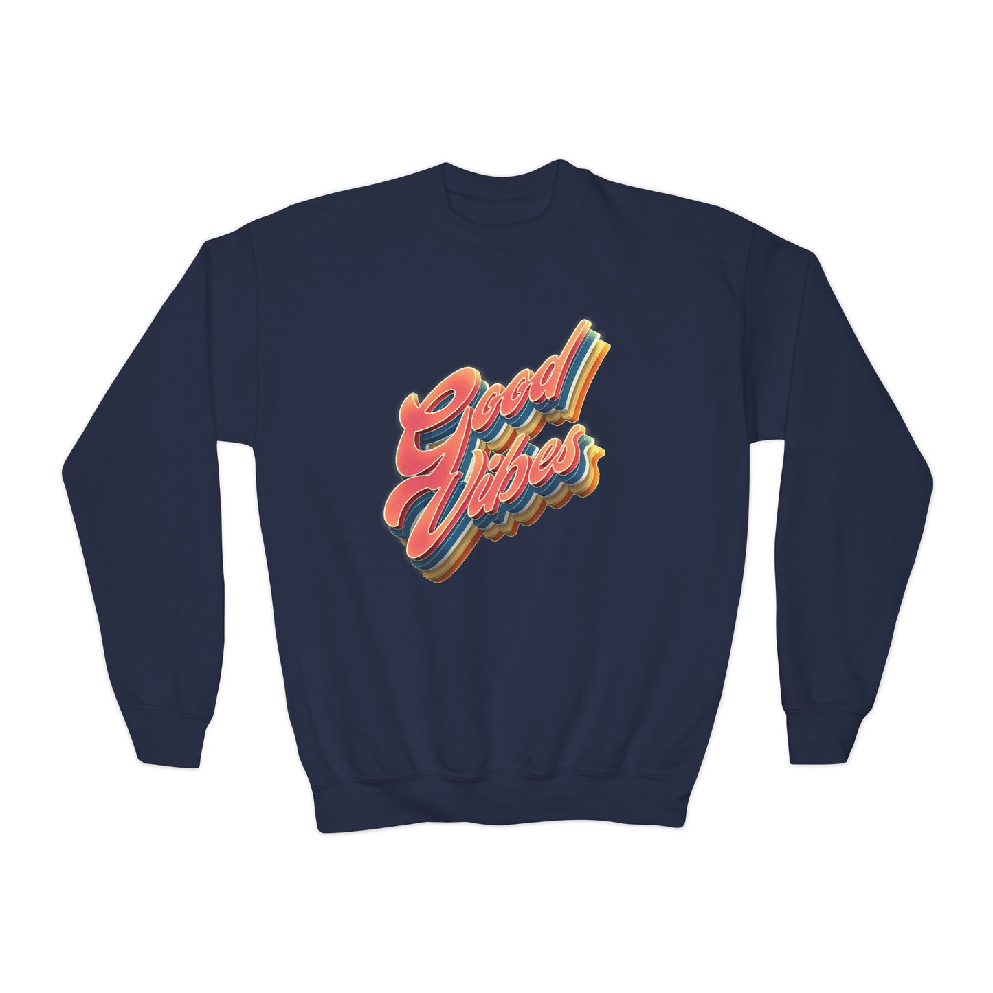 Good Vibes, Youth Crewneck Sweatshirt, Cozy Fashion, Youth Apparel, Gift for Teens, Positive Message, Everyday Wear