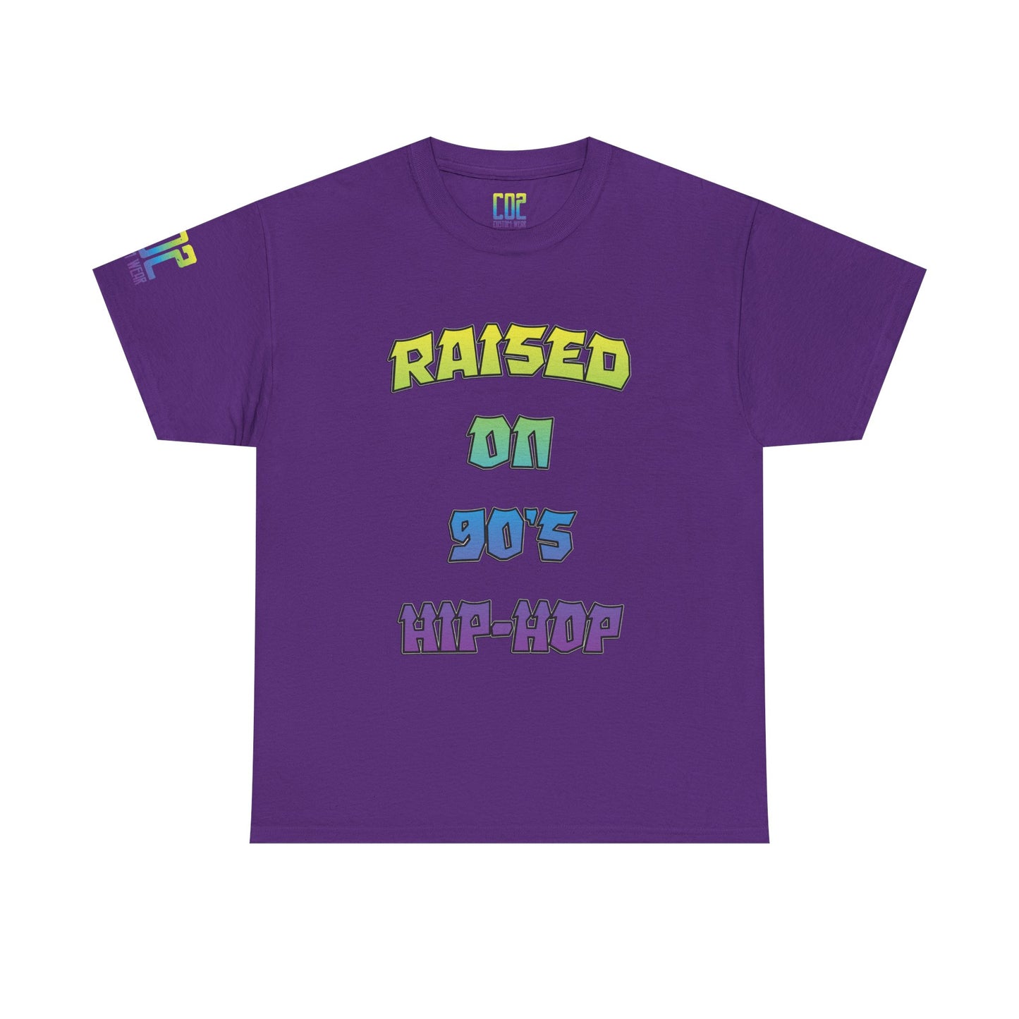 Raised On 90's Hip-Hop Unisex Heavy Cotton Tee, Retro Style Shirt, Casual Wear, Gifts for Music Lovers, 90s Nostalgia Apparel