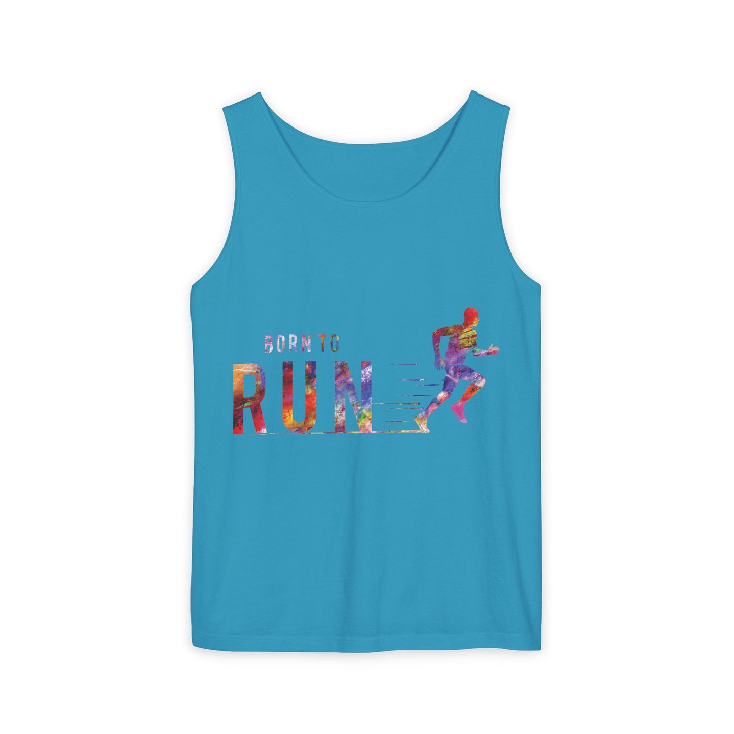 Born to Run Unisex Garment-Dyed Tank Top, Fitness Apparel, Running Gift, Athletic Wear, Casual Summer Top, Workout Clothing