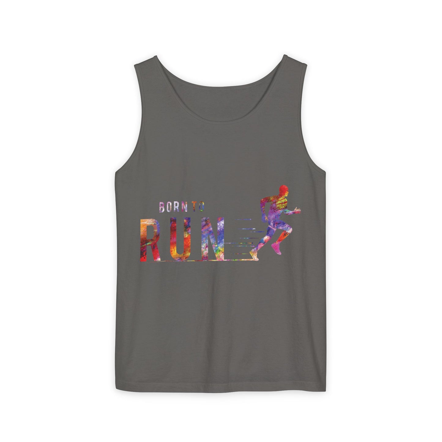 Born to Run Unisex Garment-Dyed Tank Top, Fitness Apparel, Running Gift, Athletic Wear, Casual Summer Top, Workout Clothing