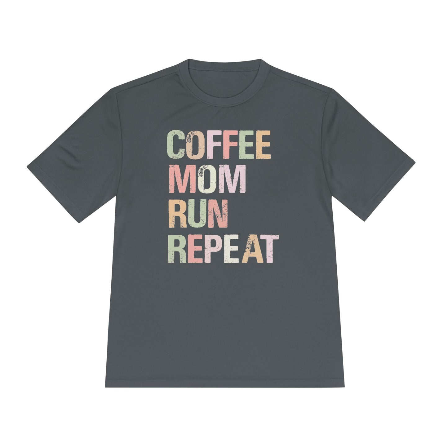 Coffee Mom Run Repeat Unisex Moisture Wicking Tee, Activewear, Athletic Shirt, Workout Top, Gift for Moms, Fitness Apparel