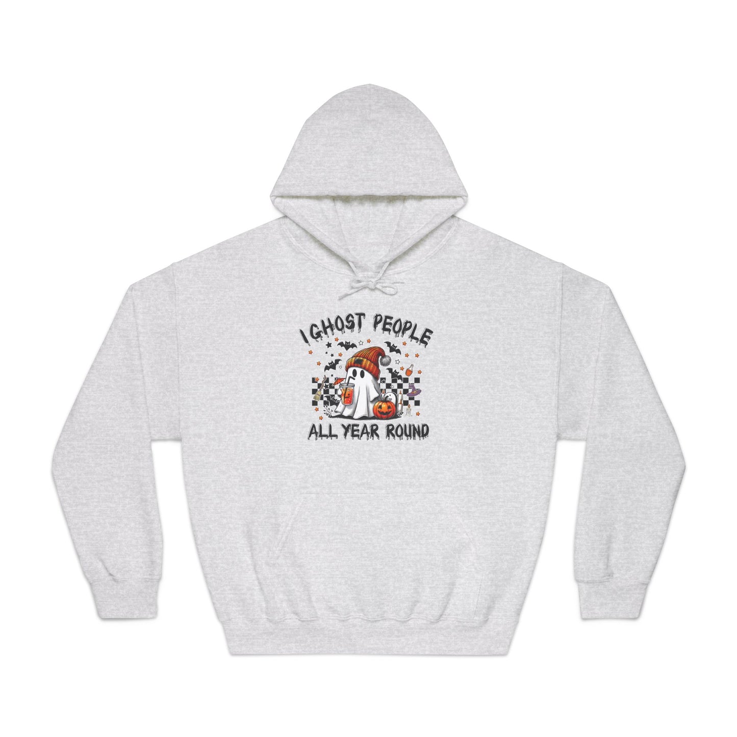 I Ghost People All Year Round Unisex Hoodie - Perfect for Halloween, Casual Wear, Graphic Sweatshirt, Cozy Gift, Spooky Season