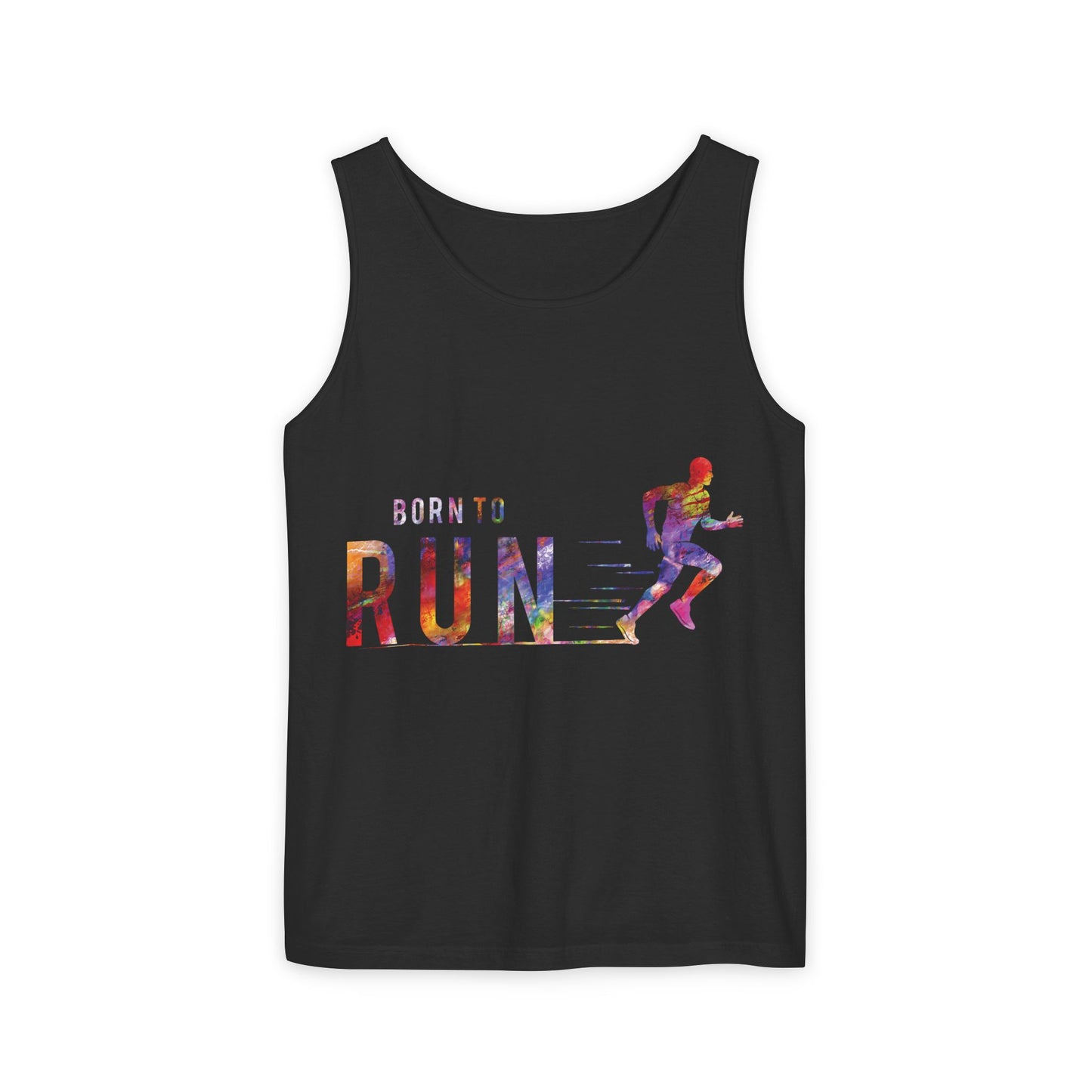 Born to Run Unisex Garment-Dyed Tank Top, Fitness Apparel, Running Gift, Athletic Wear, Casual Summer Top, Workout Clothing