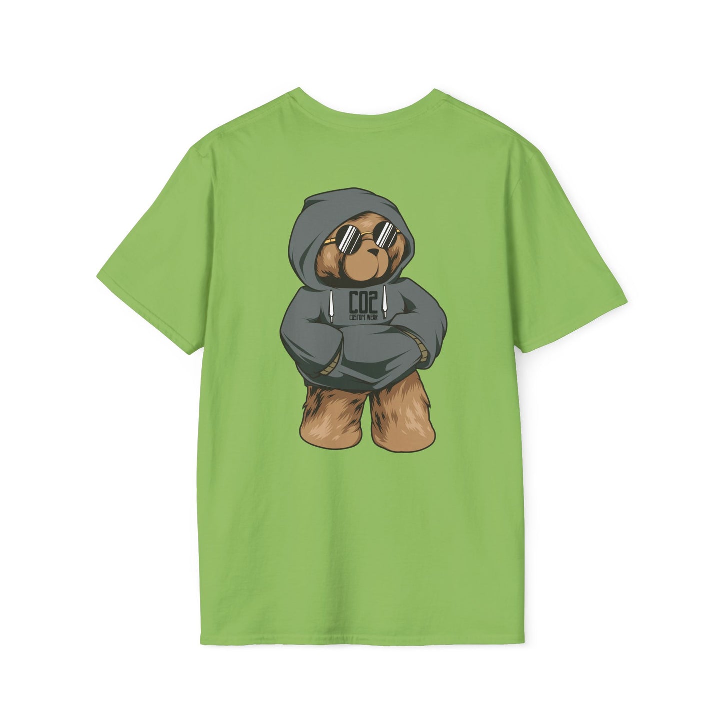 Hoodie Bear Unisex Softstyle T-Shirt, Cute Cartoon Tee, Gift for Kids & Adults, Casual Wear, Birthday Gift, Unique Design