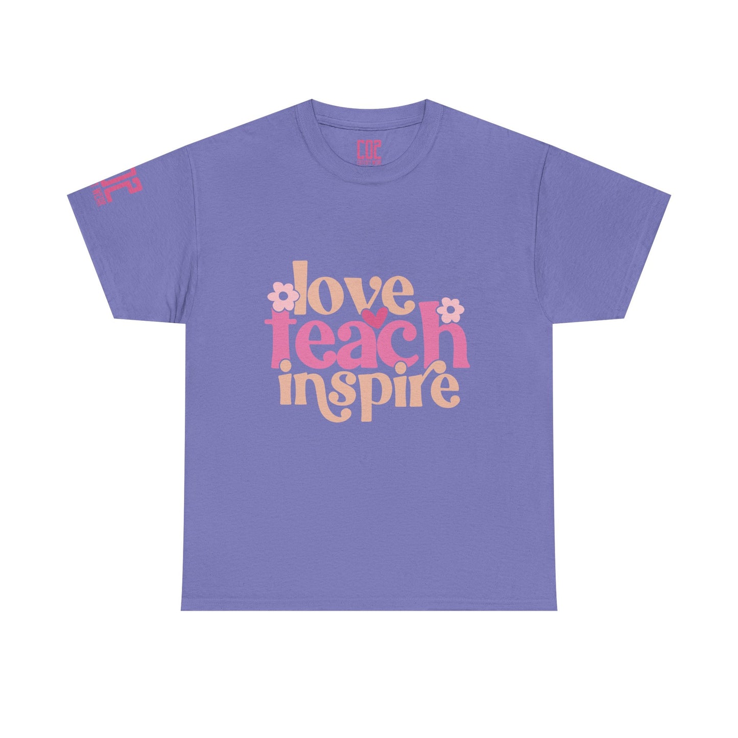 Inspirational Teacher Tee, Love Teach Inspire Shirt, Unisex Cotton T-Shirt, Gift for Educators, Classroom Apparel, Teacher Appreciation