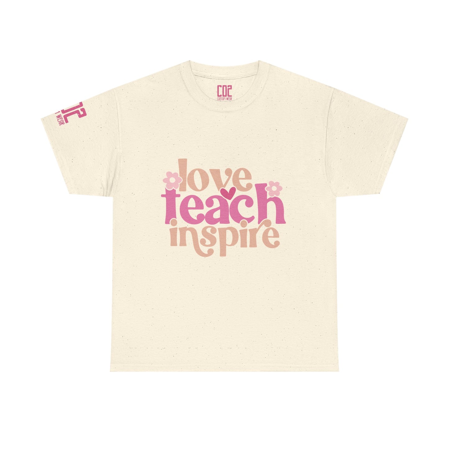 Inspirational Teacher Tee, Love Teach Inspire Shirt, Unisex Cotton T-Shirt, Gift for Educators, Classroom Apparel, Teacher Appreciation