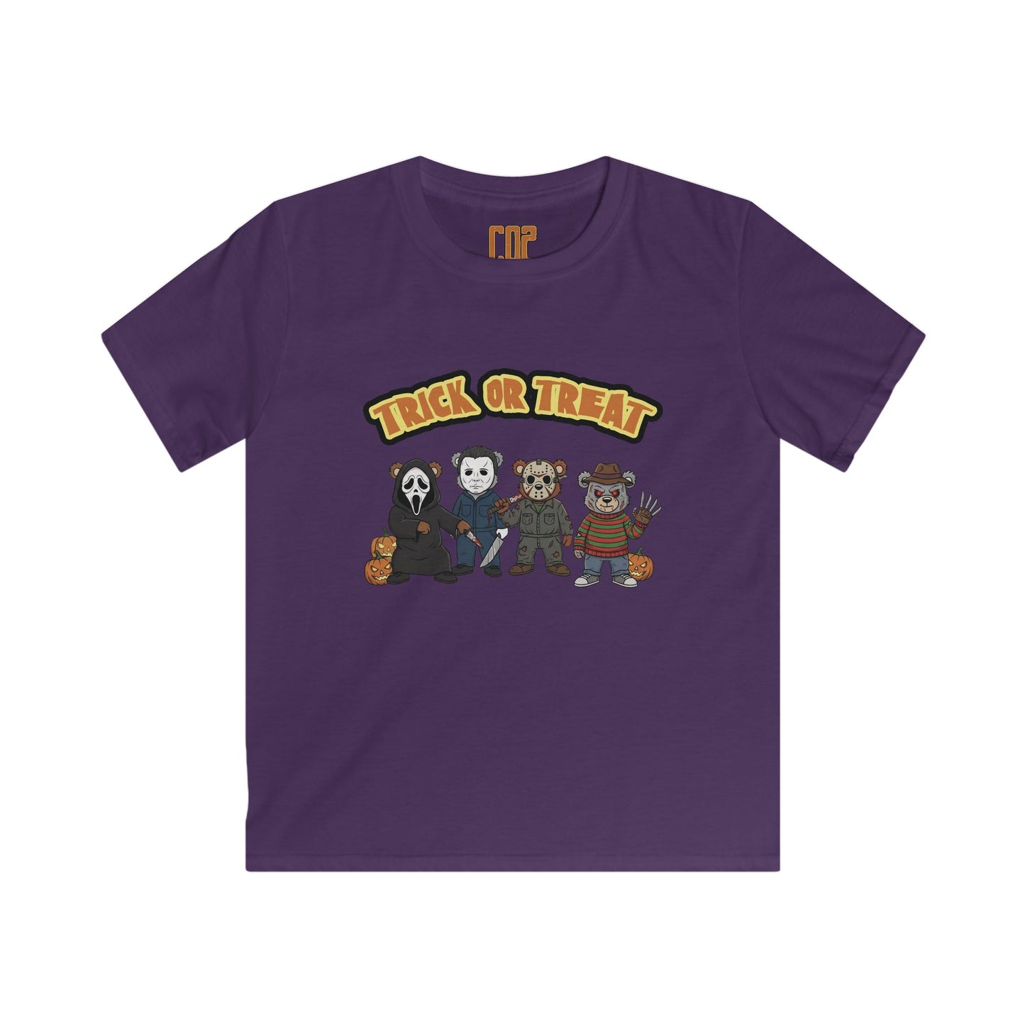 Halloween Horror Movie CO2 Bears Kids Softstyle Tee, Trick or Treat Tee, Spooky Kids T-Shirt, Halloween Costume Tee, Fun Halloween Shirt, Kids Party Wear