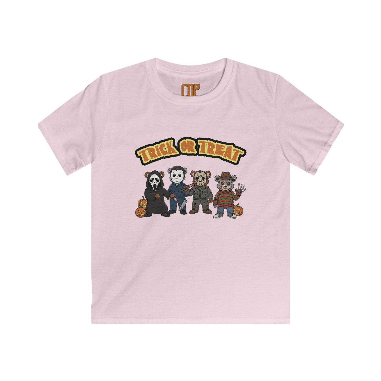 Halloween Horror Movie CO2 Bears Kids Softstyle Tee, Trick or Treat Tee, Spooky Kids T-Shirt, Halloween Costume Tee, Fun Halloween Shirt, Kids Party Wear
