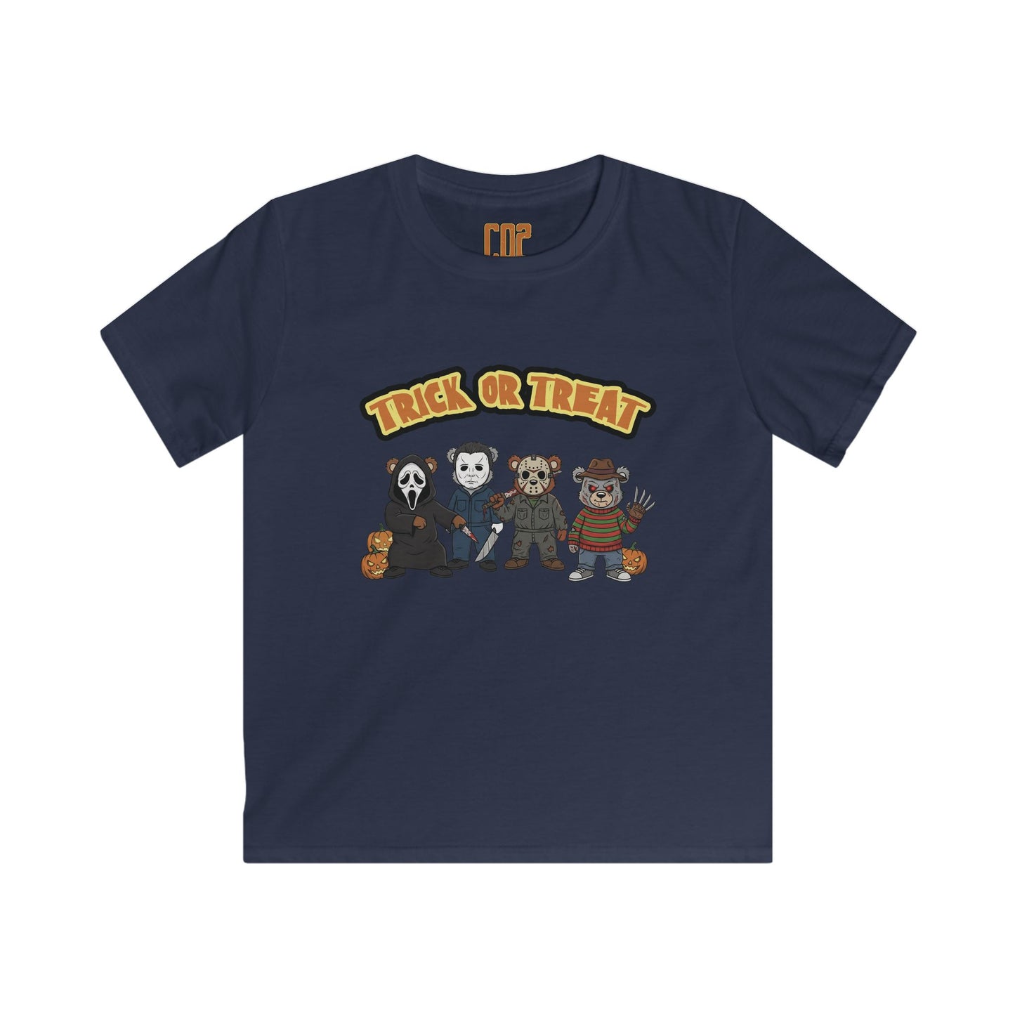 Halloween Horror Movie CO2 Bears Kids Softstyle Tee, Trick or Treat Tee, Spooky Kids T-Shirt, Halloween Costume Tee, Fun Halloween Shirt, Kids Party Wear