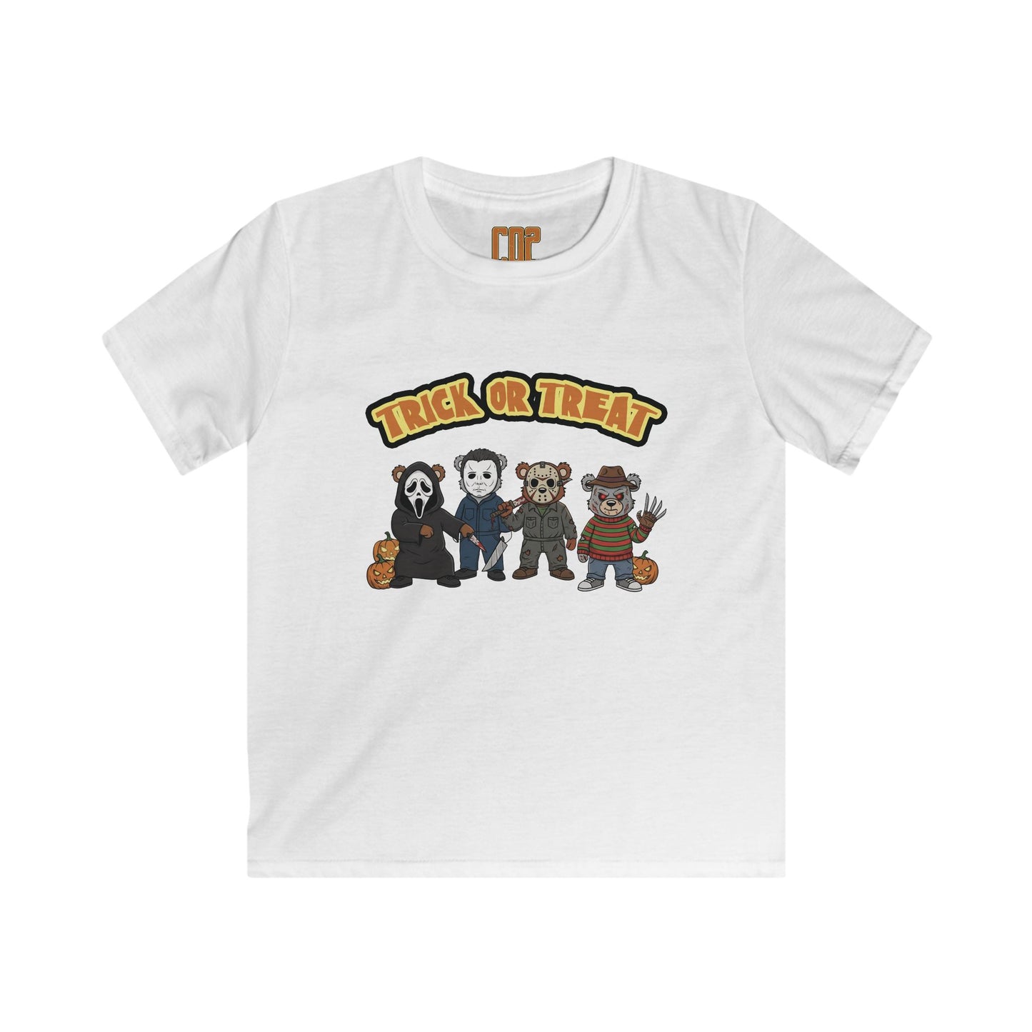Halloween Horror Movie CO2 Bears Kids Softstyle Tee, Trick or Treat Tee, Spooky Kids T-Shirt, Halloween Costume Tee, Fun Halloween Shirt, Kids Party Wear