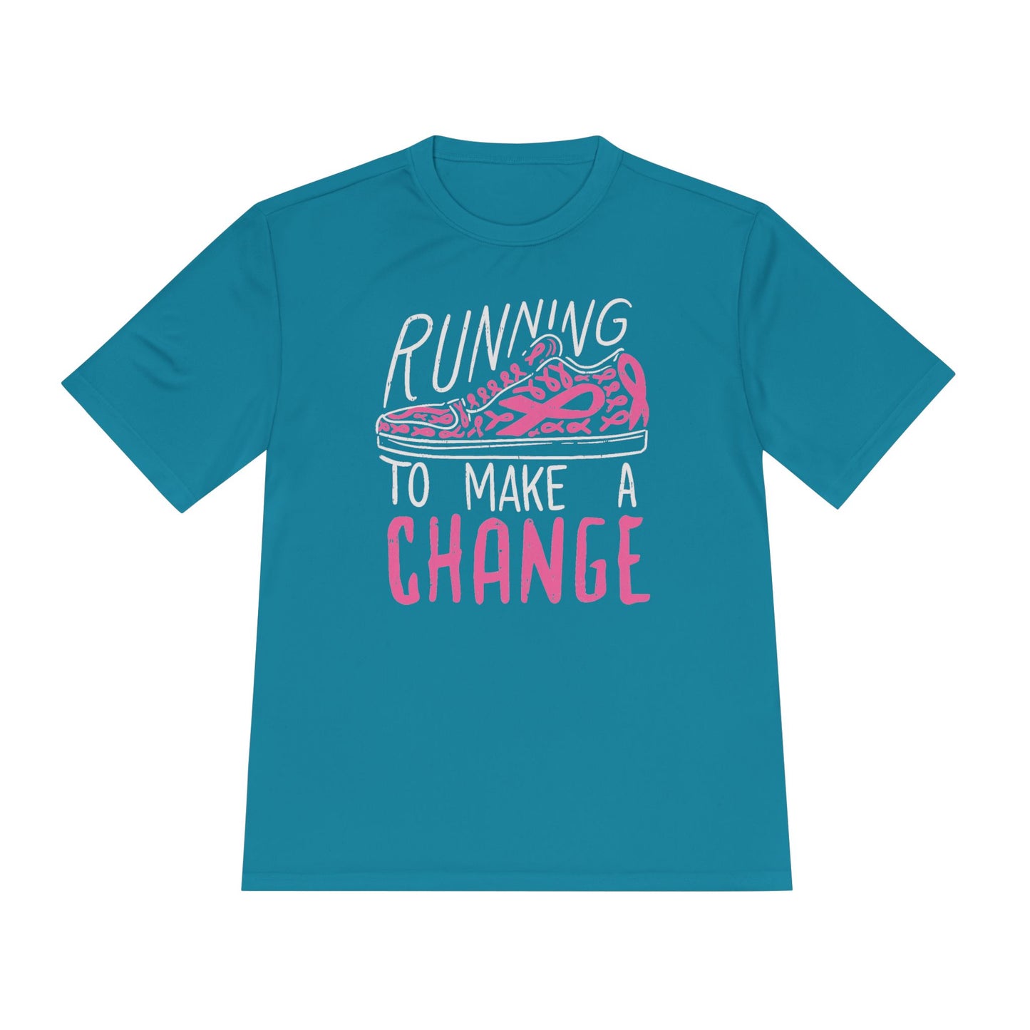 Running to Make a Change Unisex Moisture Wicking Tee, Fitness Tee, Activewear T-Shirt, Sports Apparel, Workout Shirt, Gift for Runners