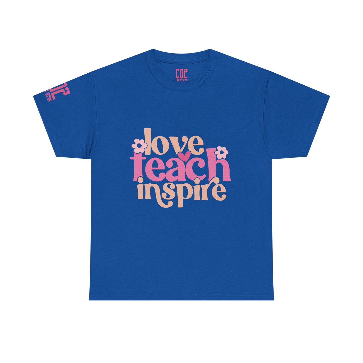 Inspirational Teacher Tee, Love Teach Inspire Shirt, Unisex Cotton T-Shirt, Gift for Educators, Classroom Apparel, Teacher Appreciation