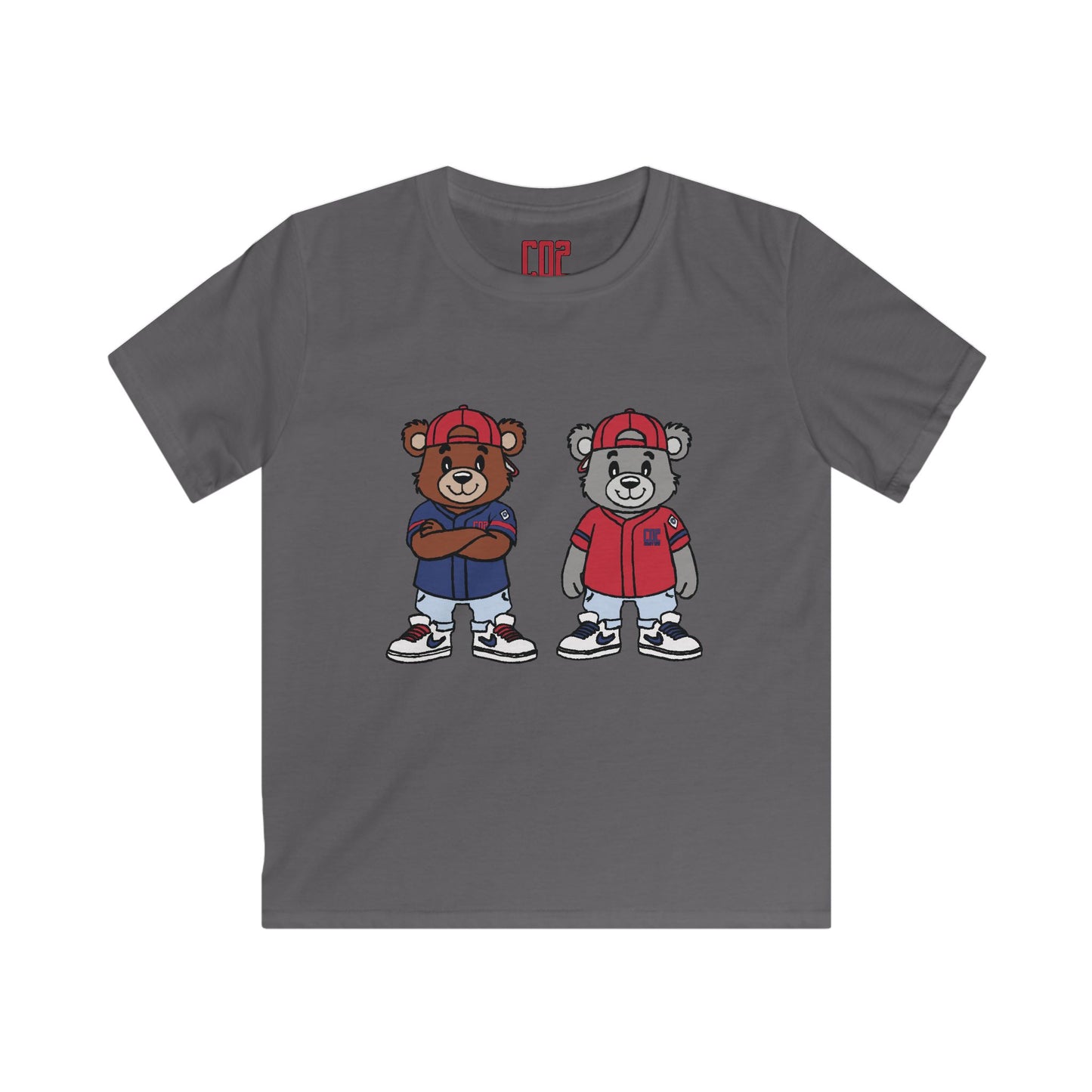 CO2 Bear Retro Cool Bear Graphic Tee for Kids, Fun Softstyle T-Shirt, Trendy Kidswear, Birthday Gift, Cartoon Bear Shirt