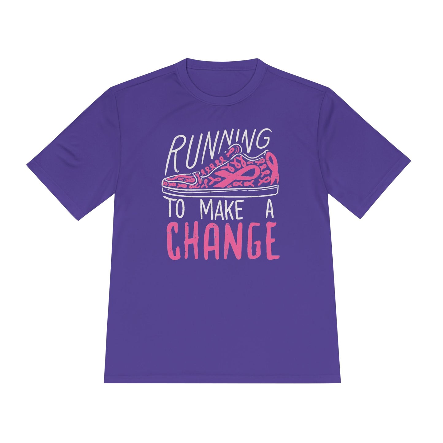 Running to Make a Change Unisex Moisture Wicking Tee, Fitness Tee, Activewear T-Shirt, Sports Apparel, Workout Shirt, Gift for Runners