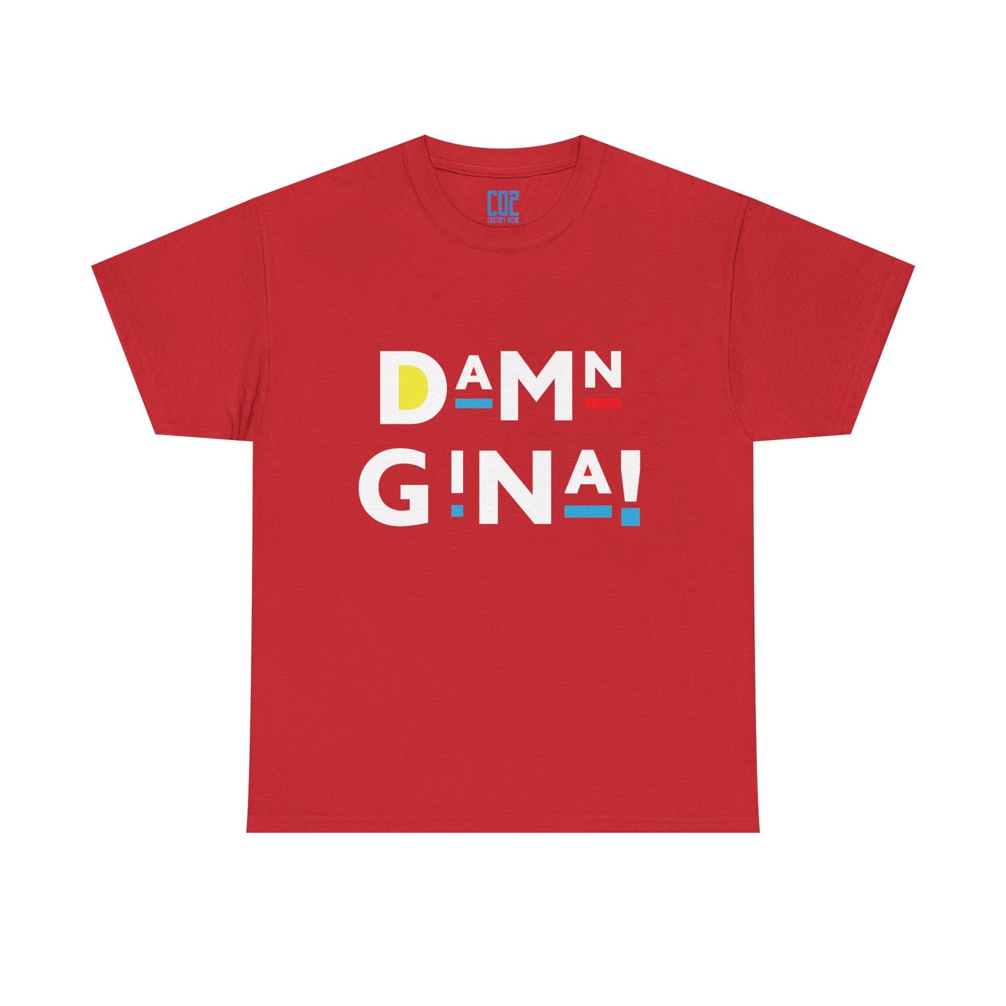 Damn Gina! White Colorful Graphic Tee for Casual Vibes, Unisex Cotton T-Shirt, Streetwear, Gift for Friends, Everyday Wear, Summer Wardrobe