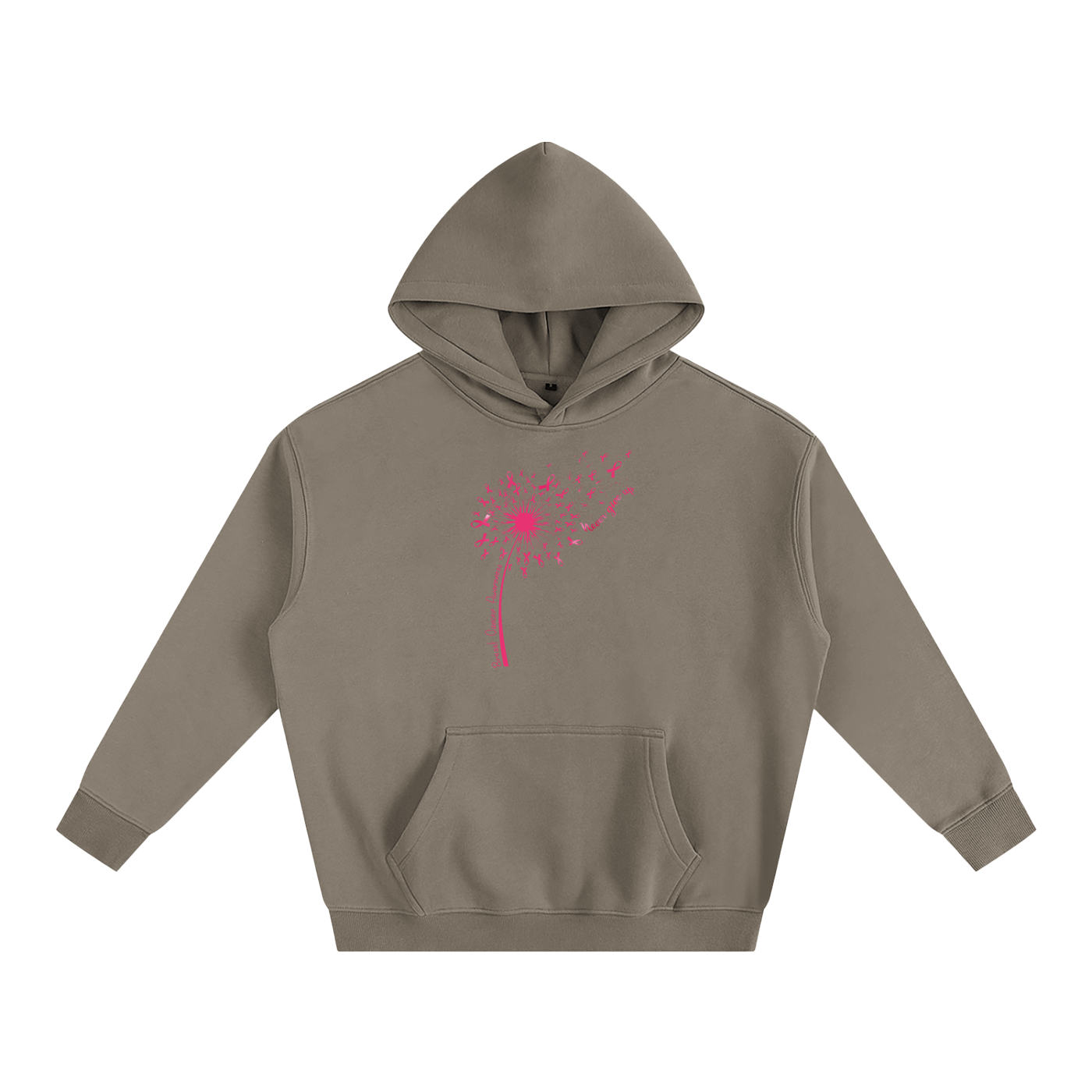 Dandelion Breast Cancer Wish Oversize Fleeced Hoodie
