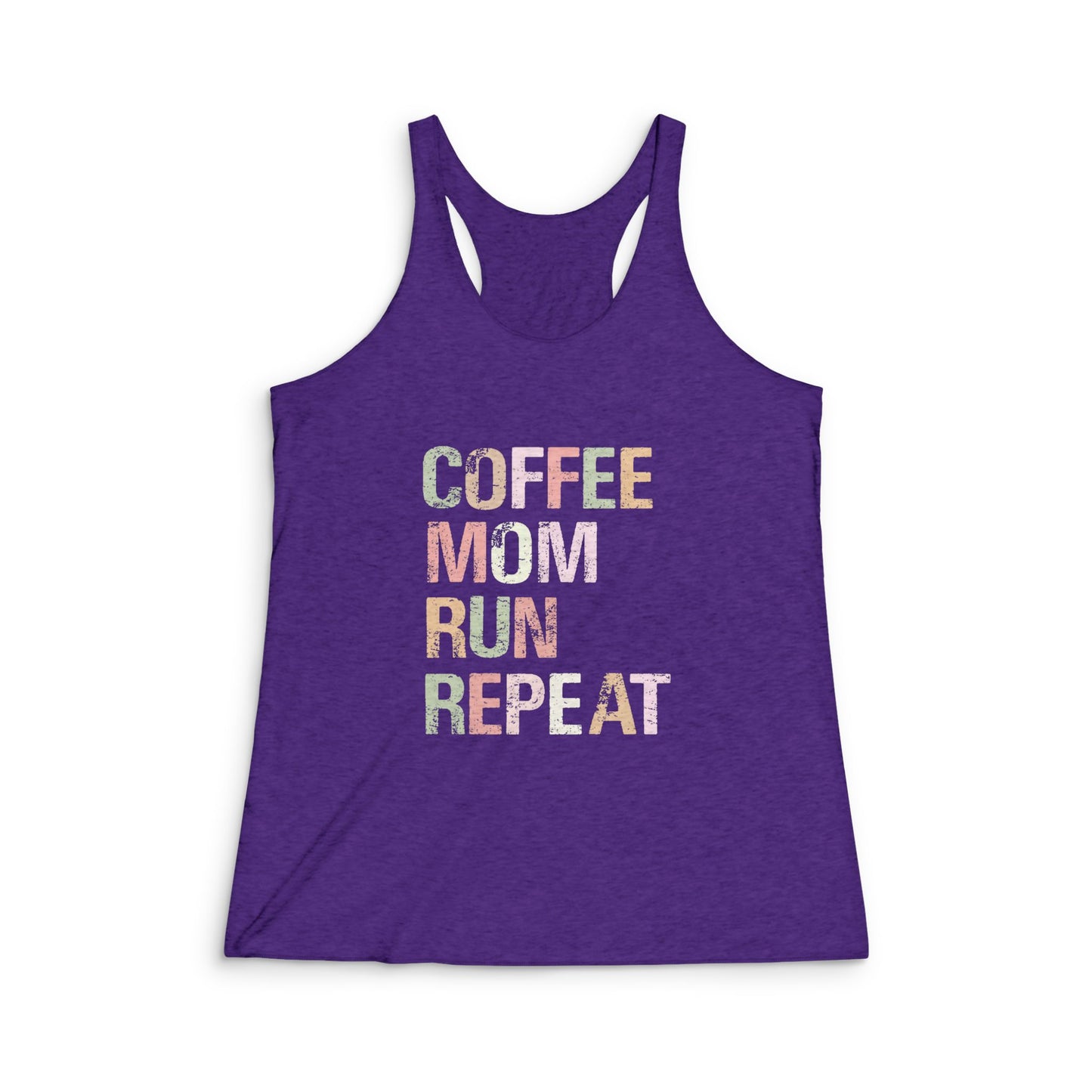 Coffee Mom Run Repeat Racerback Tank Top, Workout Shirt, Fitness Apparel, Gifts for Moms, Mother's Day, Running Gear, Casual Wear