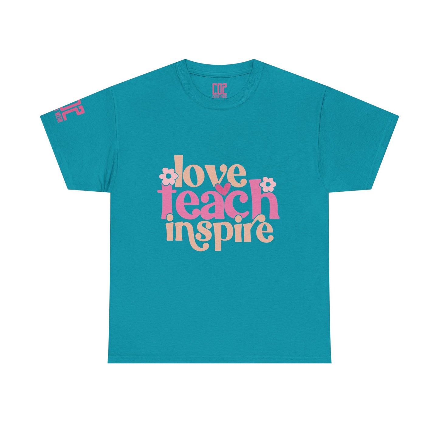 Inspirational Teacher Tee, Love Teach Inspire Shirt, Unisex Cotton T-Shirt, Gift for Educators, Classroom Apparel, Teacher Appreciation