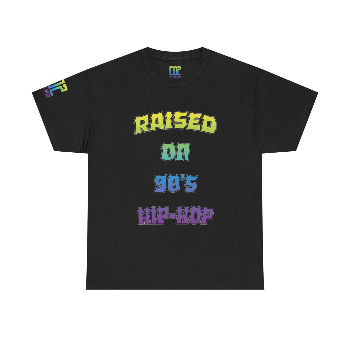 Raised On 90's Hip-Hop Unisex Heavy Cotton Tee, Retro Style Shirt, Casual Wear, Gifts for Music Lovers, 90s Nostalgia Apparel
