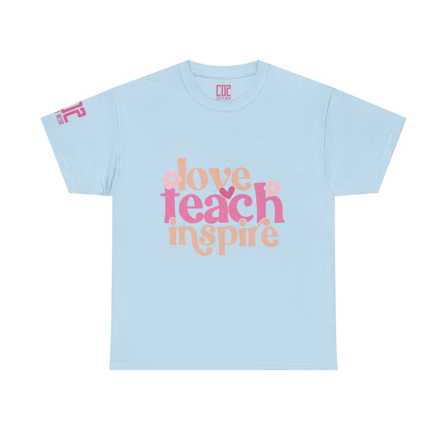 Inspirational Teacher Tee, Love Teach Inspire Shirt, Unisex Cotton T-Shirt, Gift for Educators, Classroom Apparel, Teacher Appreciation