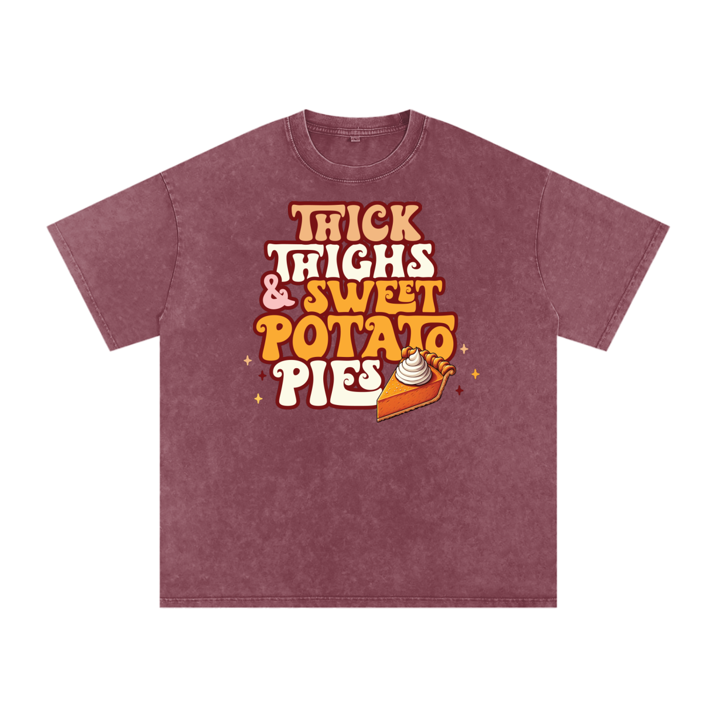 Thick Thighs & Sweet Potato Pies Snow Washed Oversized Cotton T-Shirt