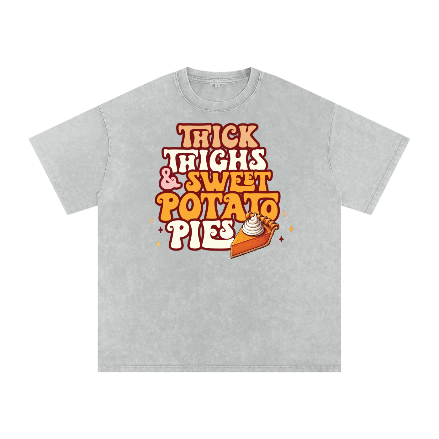 Thick Thighs & Sweet Potato Pies Snow Washed Oversized Cotton T-Shirt
