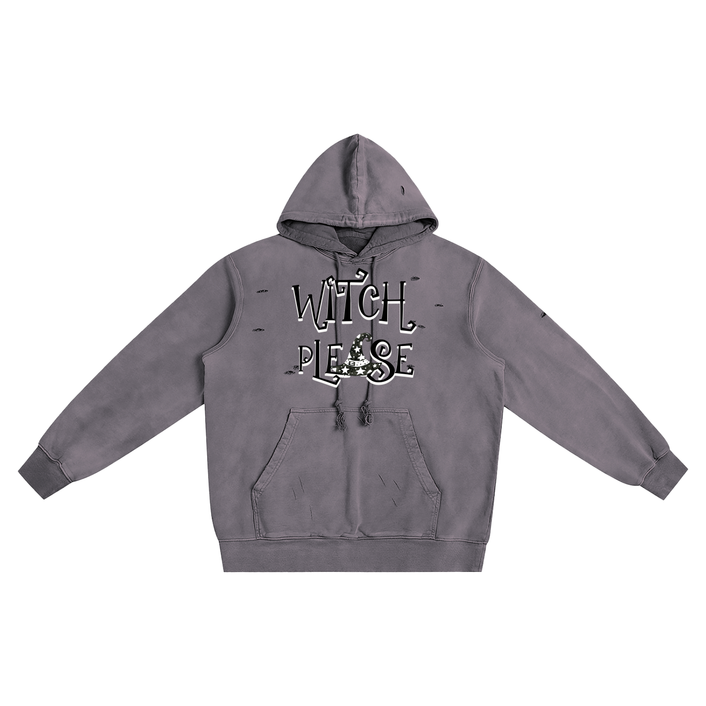 Witch Please Distressed Vintage Wash Hoodie