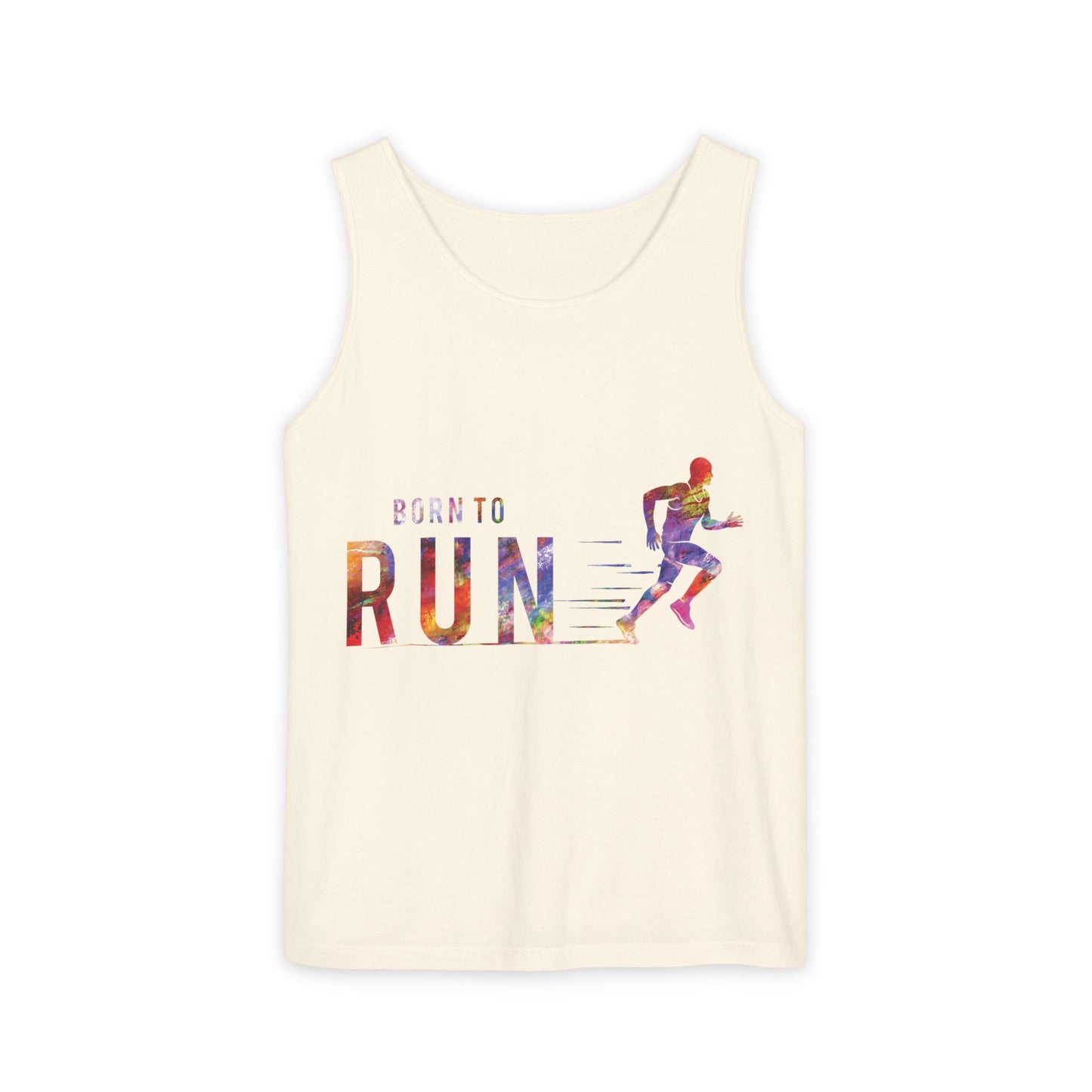 Born to Run Unisex Garment-Dyed Tank Top, Fitness Apparel, Running Gift, Athletic Wear, Casual Summer Top, Workout Clothing