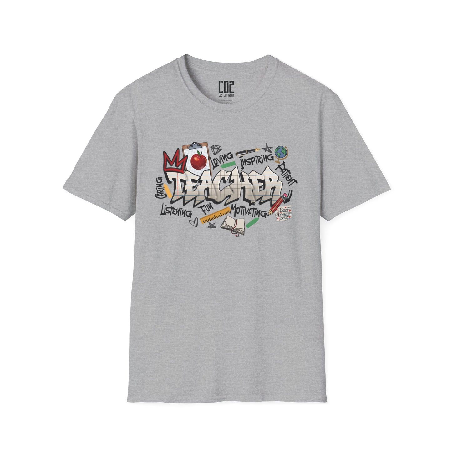 Teacher Street Art Inspired Unisex T-Shirt | Urban Style Tee, Casual Wear, Gift for Art Lovers, Trendy Streetwear, Festival Fashion