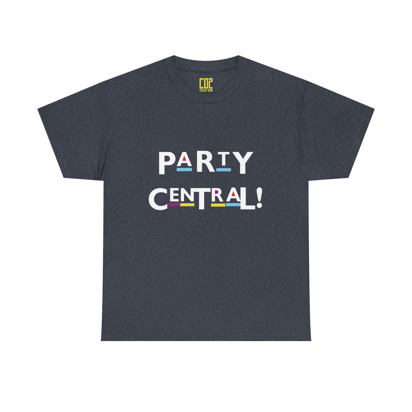 Party Central Unisex Heavy Cotton Tee | Fun Graphic T-Shirt for Celebrations, Birthdays, Gatherings, Event Wear, Casual Outfit