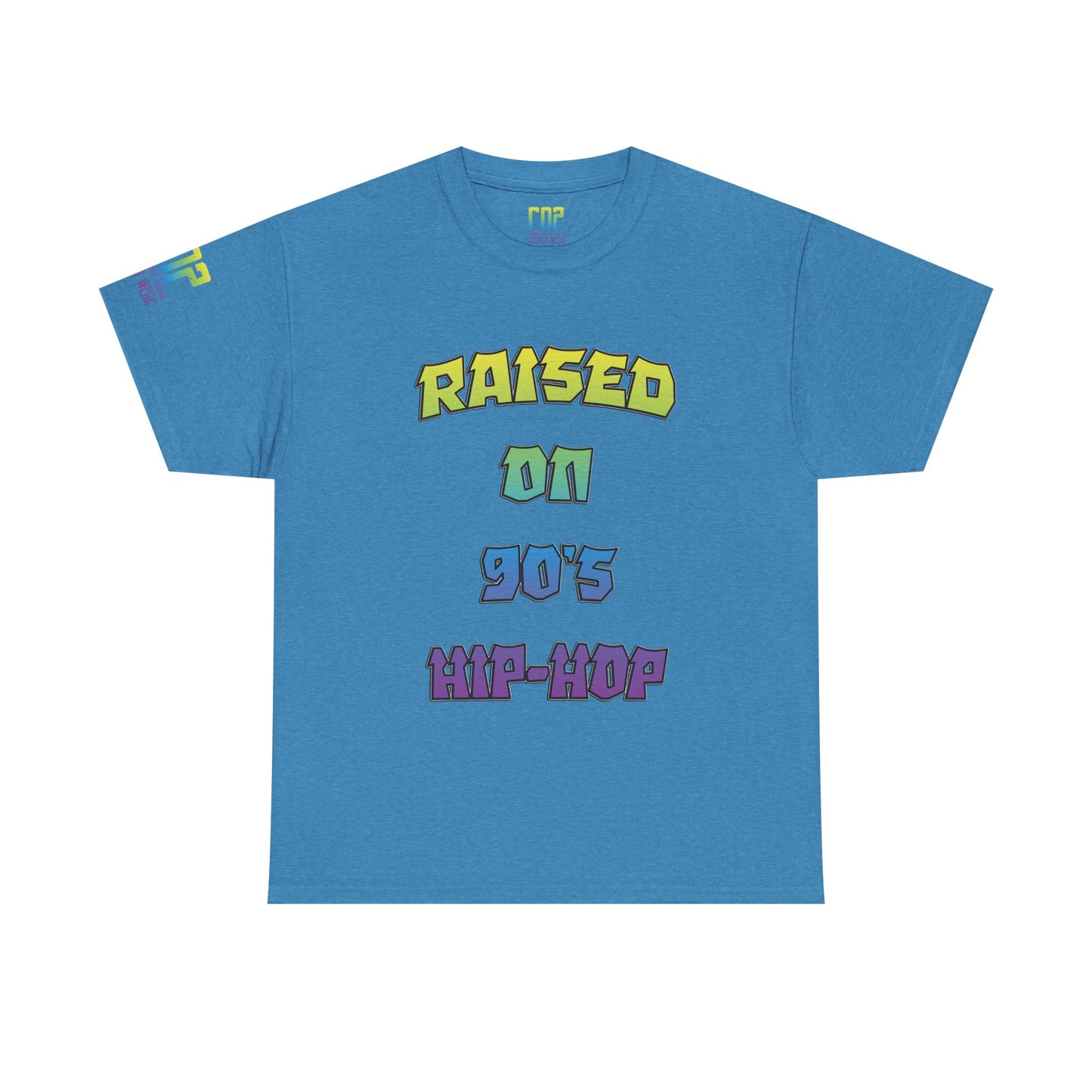 Raised On 90's Hip-Hop Unisex Heavy Cotton Tee, Retro Style Shirt, Casual Wear, Gifts for Music Lovers, 90s Nostalgia Apparel