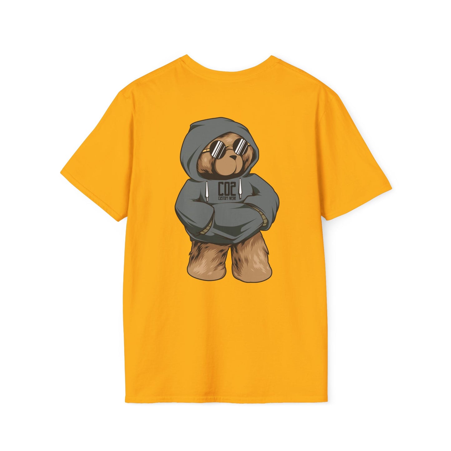 Hoodie Bear Unisex Softstyle T-Shirt, Cute Cartoon Tee, Gift for Kids & Adults, Casual Wear, Birthday Gift, Unique Design