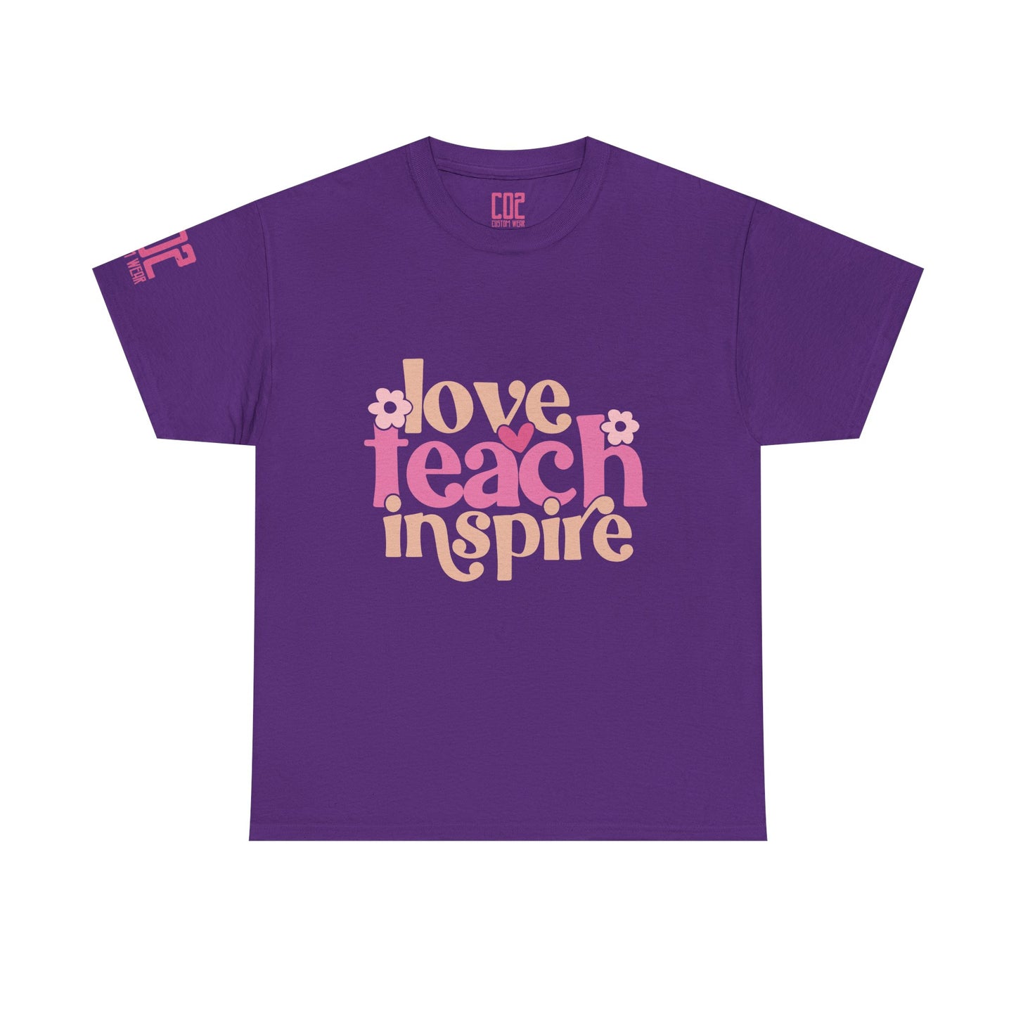 Inspirational Teacher Tee, Love Teach Inspire Shirt, Unisex Cotton T-Shirt, Gift for Educators, Classroom Apparel, Teacher Appreciation